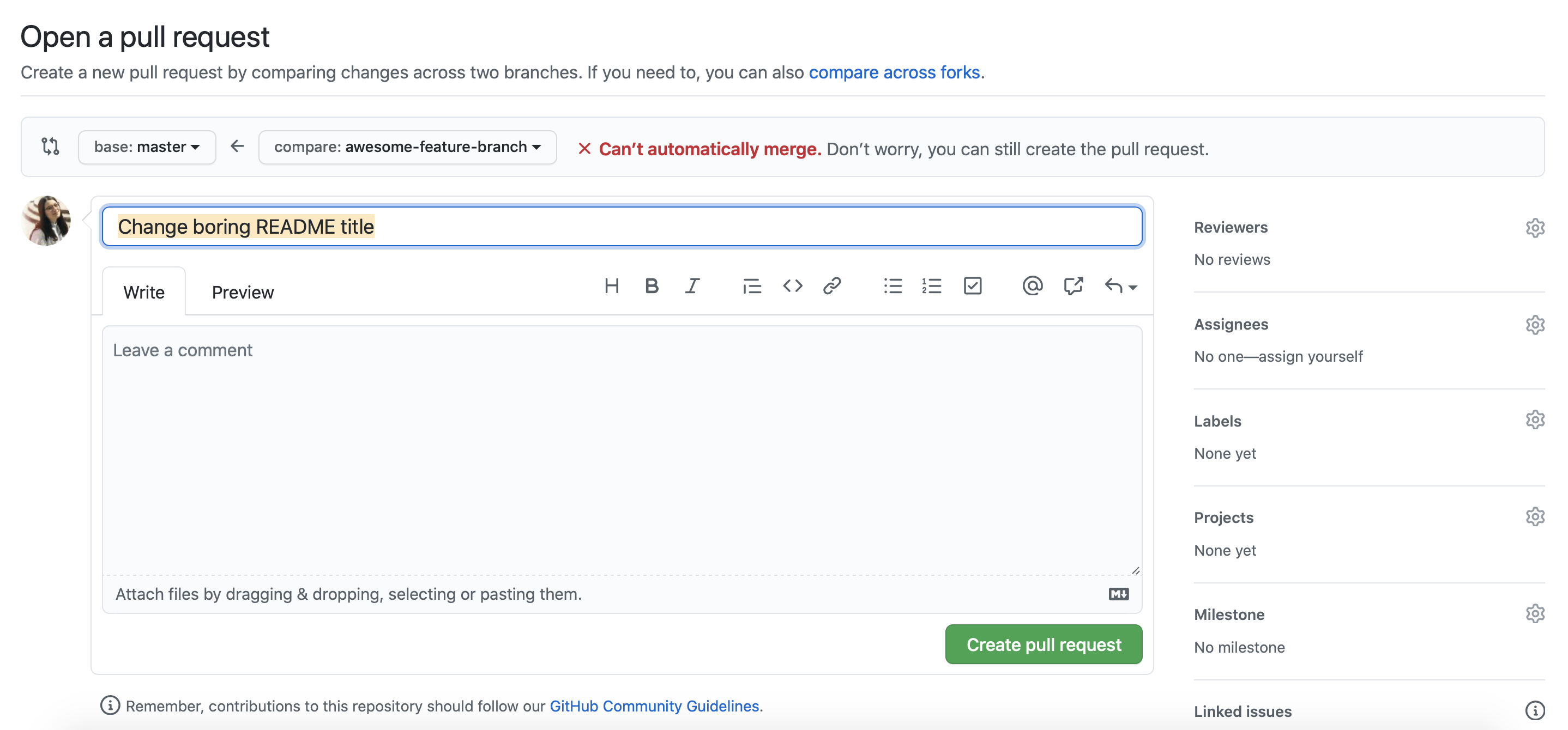 Open Pull Request (PR)