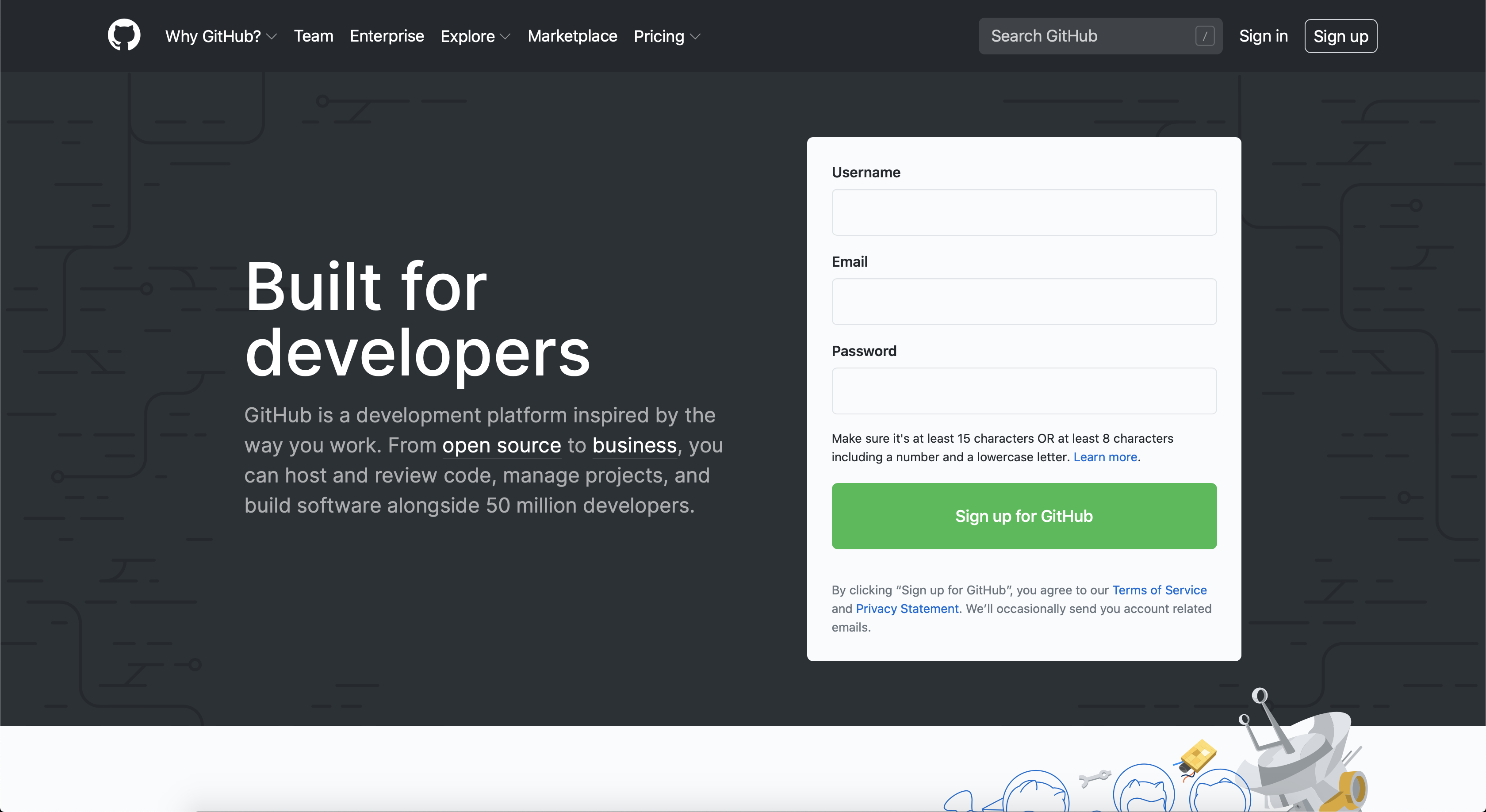Pagina principală GitHub