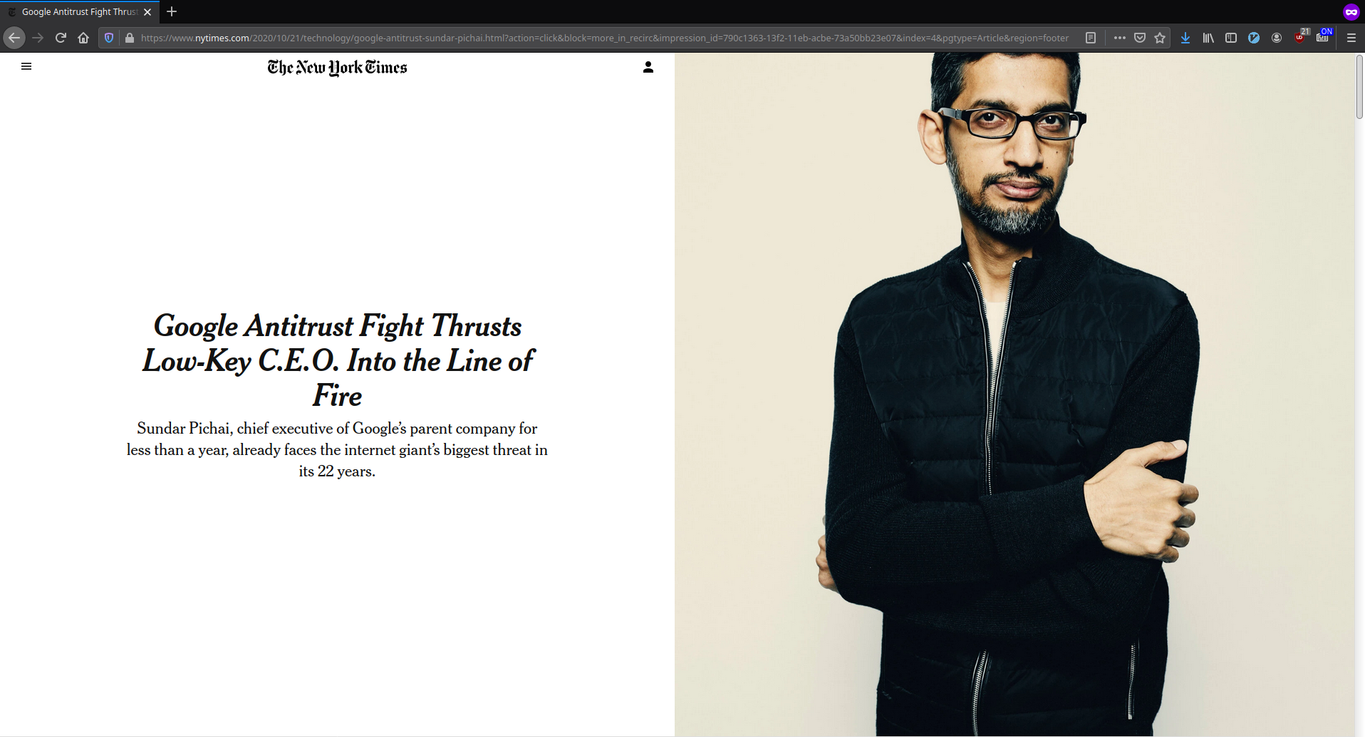 NY Times folosind add-onul