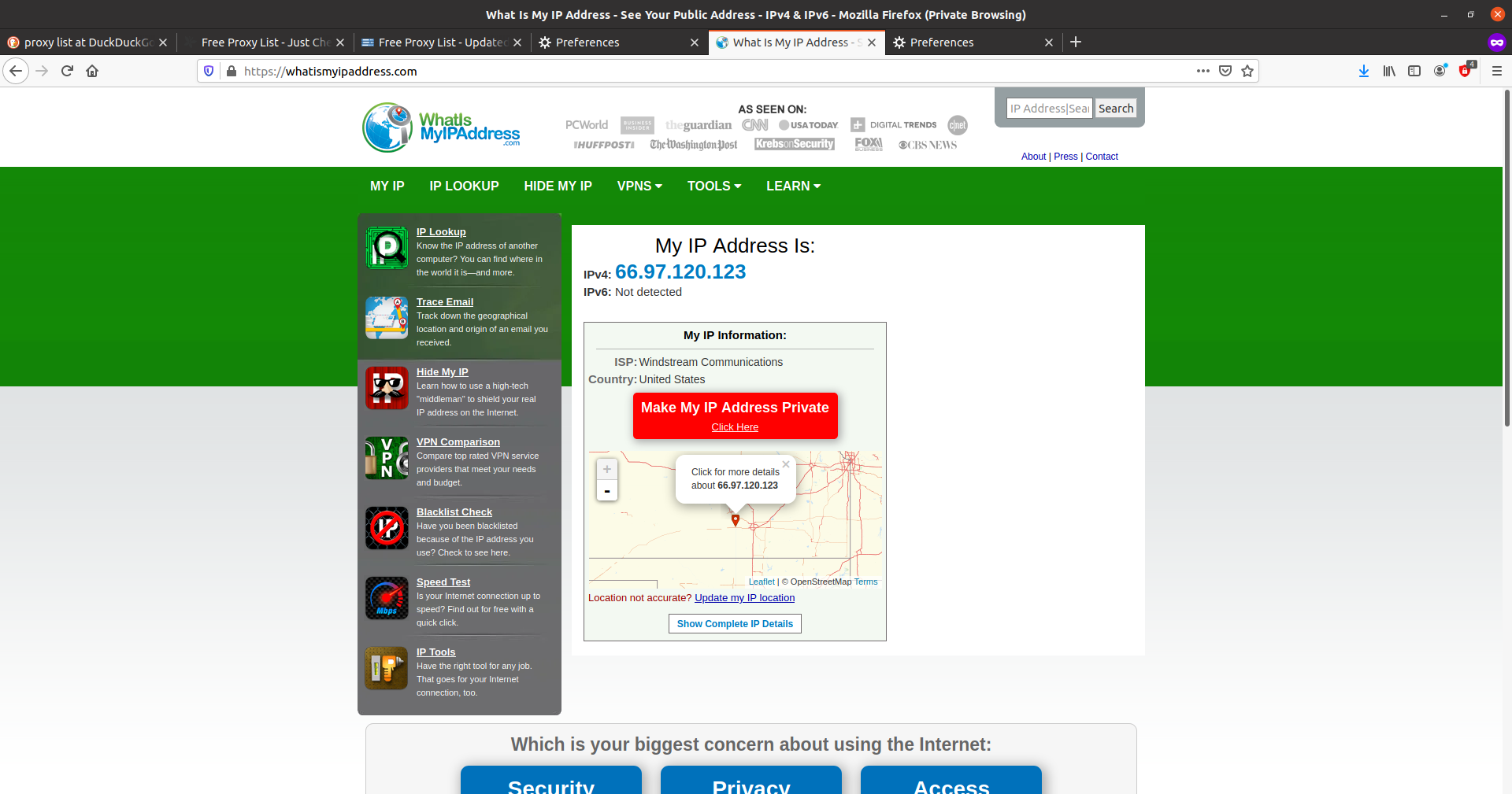 WhatsMyIP în proxy