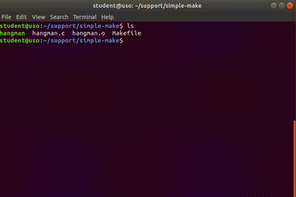 Rularea programului ``hangman``