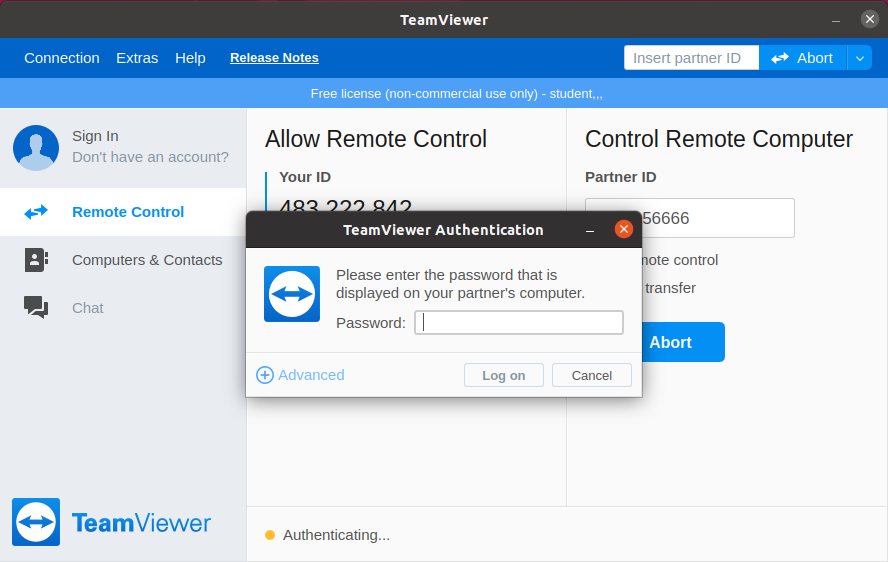 Parola în TeamViewer