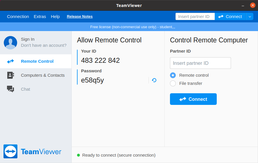 Aplicația TeamViewer