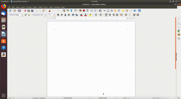 Oprirea aplicației LibreOffice folosind meniul grafic al aplicației